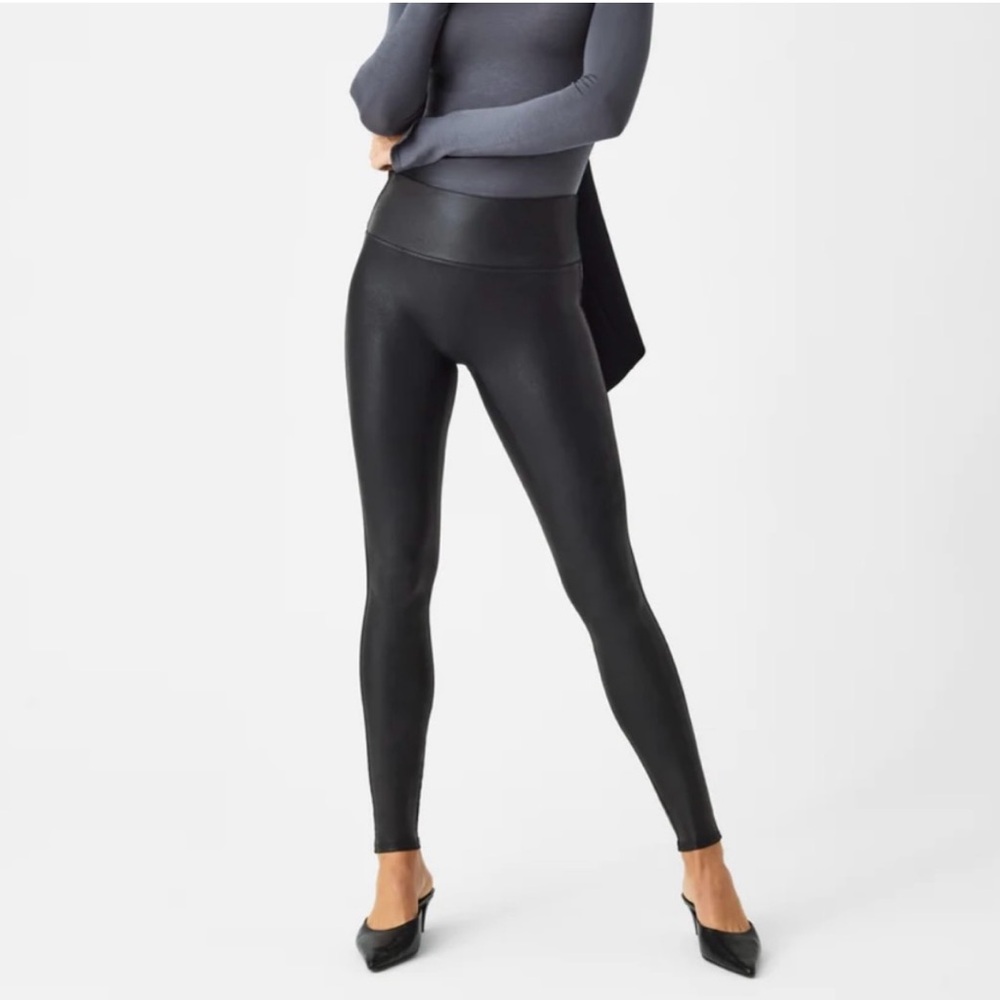 Spanx black faux leather leggings